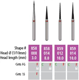 Alpen x1 Needle Diamond Burs, 859-012 Coarse Pk/25