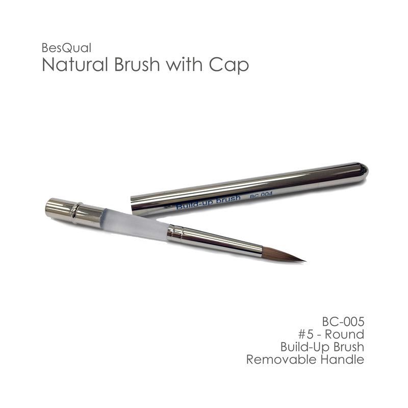 Natural Porcelain Brush with Cap 5 Round BuildUp Brush Removable Handle