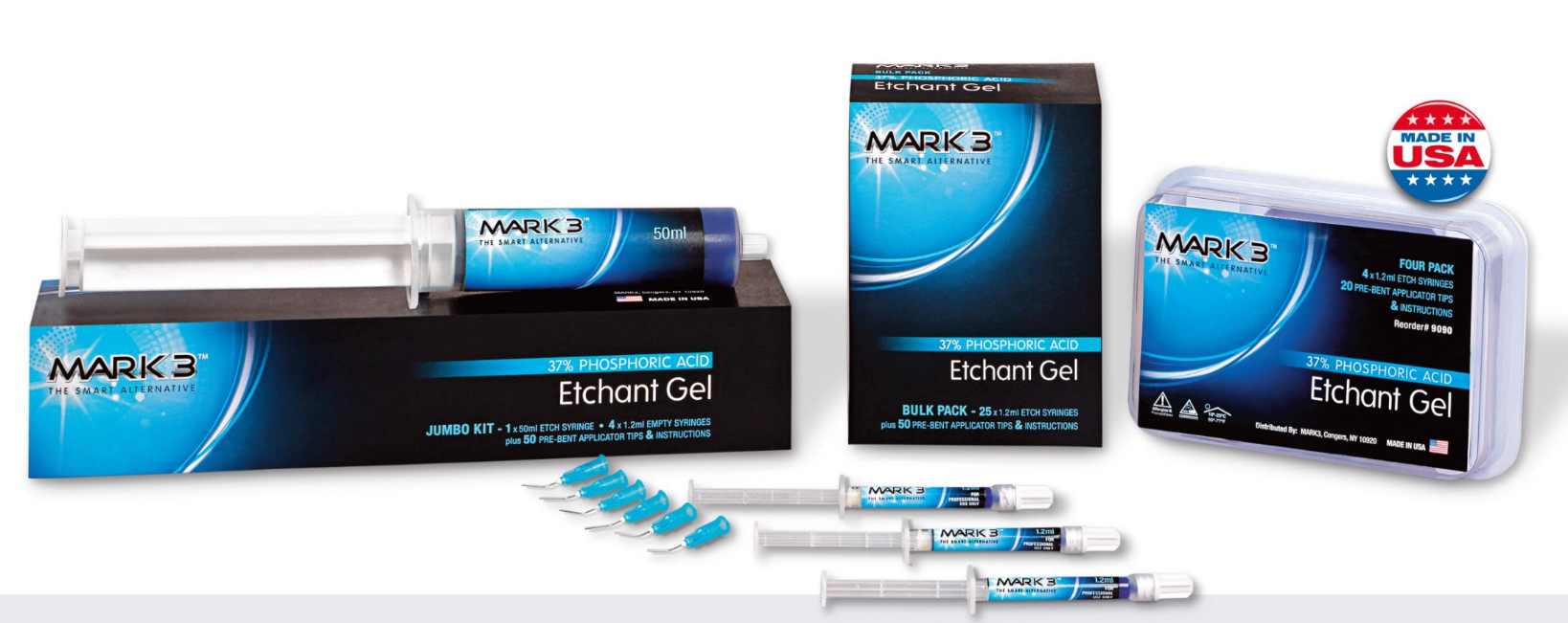 Mark3 37% Phosphoric Acid Dental Etching Gel – 25 X 1.2ml Syringes + 50 Tips (Cargus 9091)